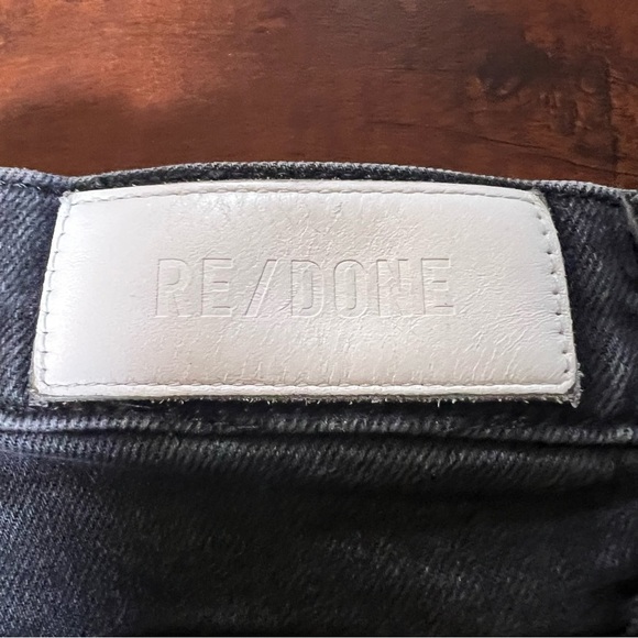 RE/DONE Revolve Denim High Rise Stove Pipe Faded Black Raw Hem Size 28 Redone - Picture 10 of 14